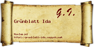 Grünblatt Ida névjegykártya